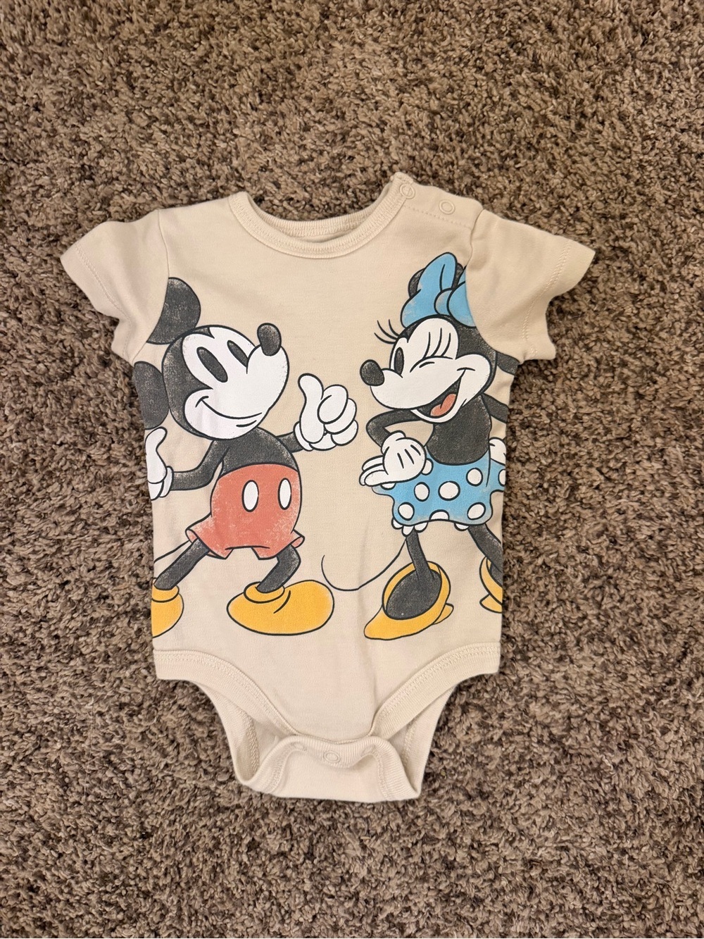 Disney Cream Mickey & Minnie Graphic Short Sleeve One-Piece